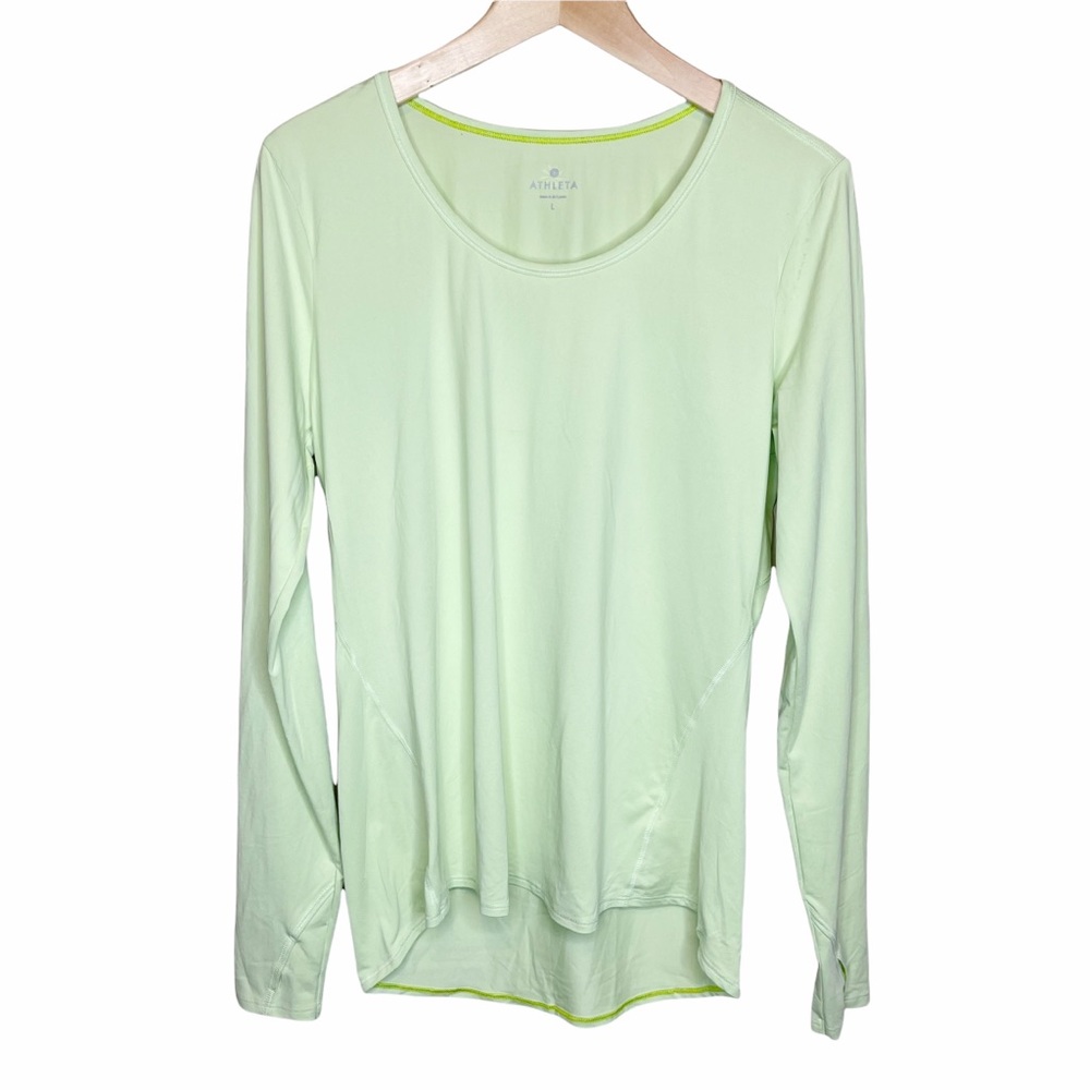 Athleta Chi Long Sleeve Shirt Light Lime Green Size Large